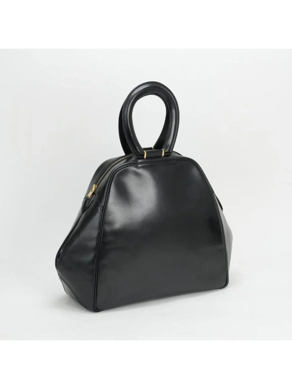 Hermes Tote Box Calf Noir Black Gold Handbag Vintage Antique Out of Print Rare